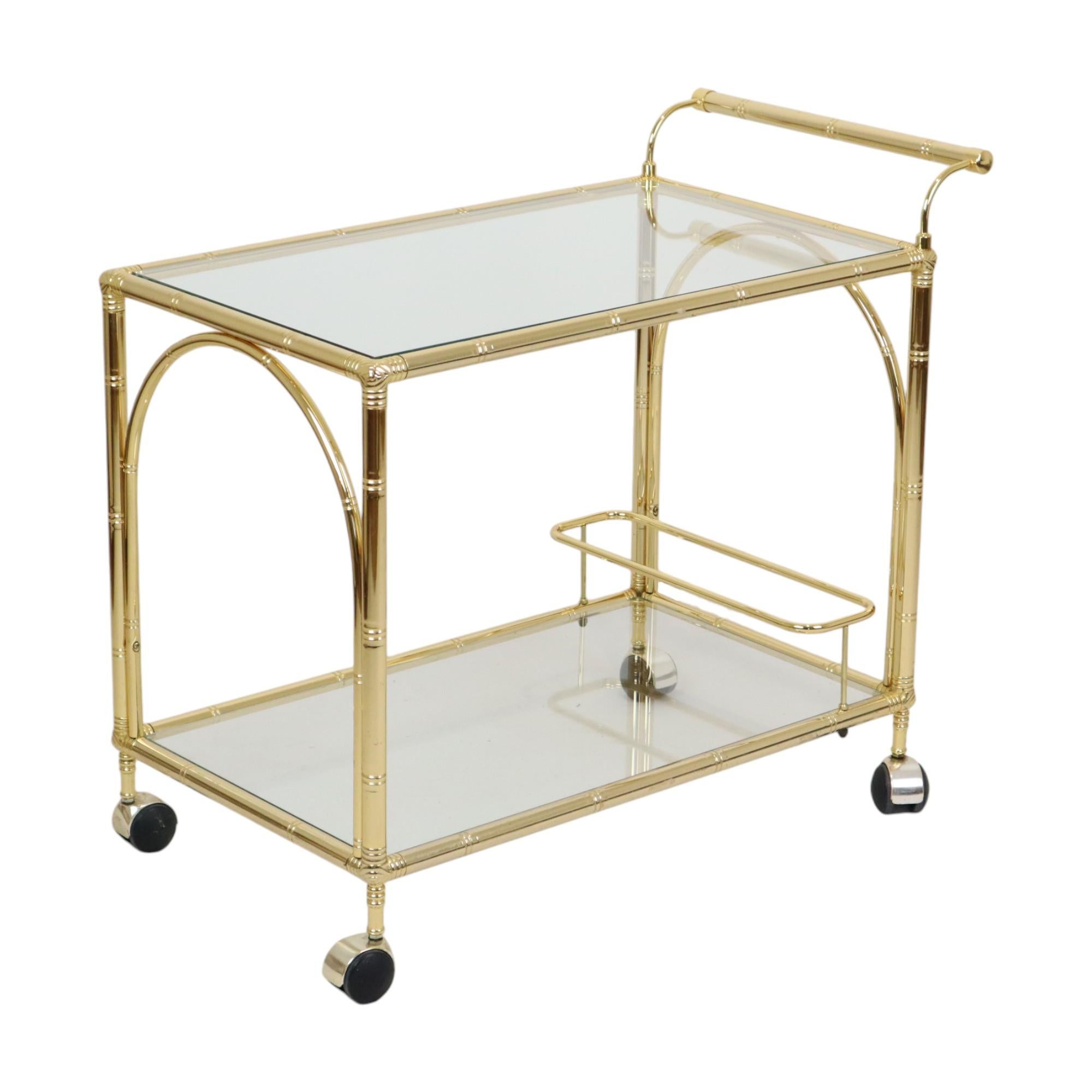 Hollywood Regency Trolley Mueble Bar Faux Bambú Orsenigo Italy en Bueno estado para la venta en Poperinge, BE