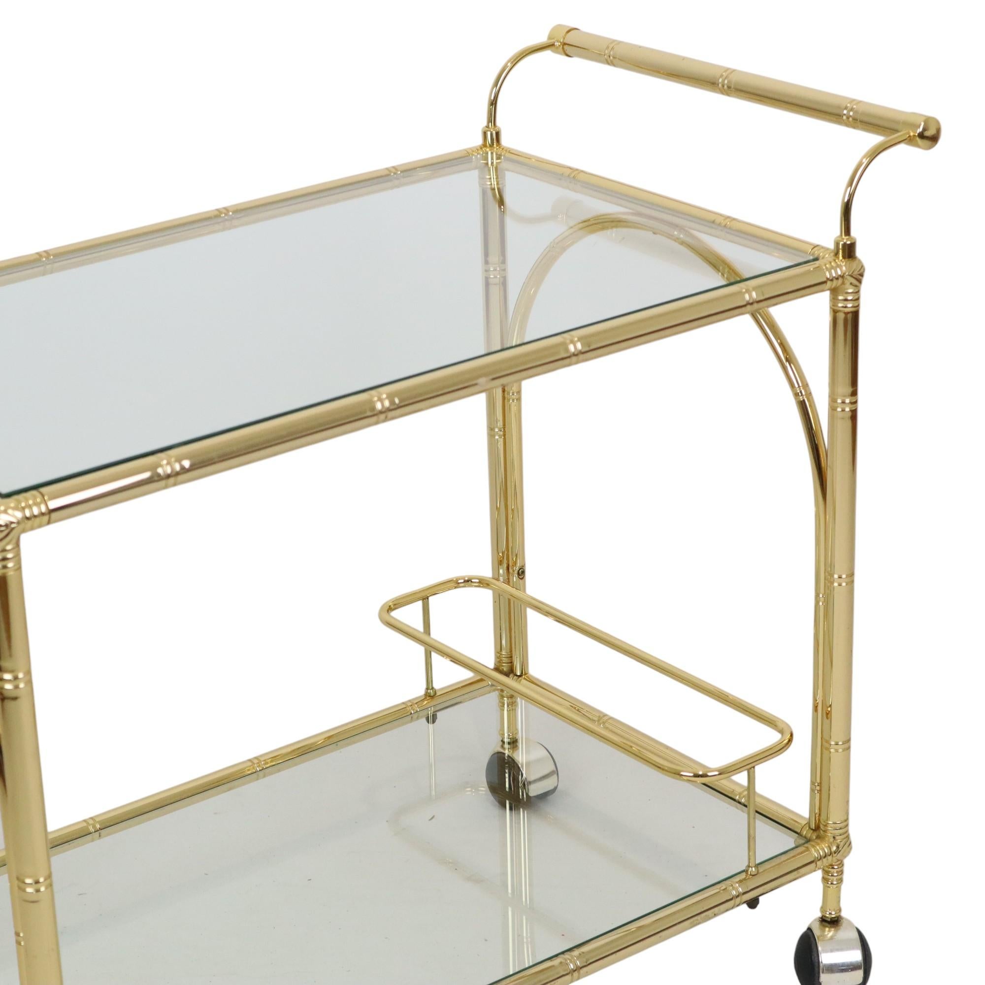 Hollywood Regency Trolley Mueble Bar Faux Bambú Orsenigo Italy finales del siglo XX en venta