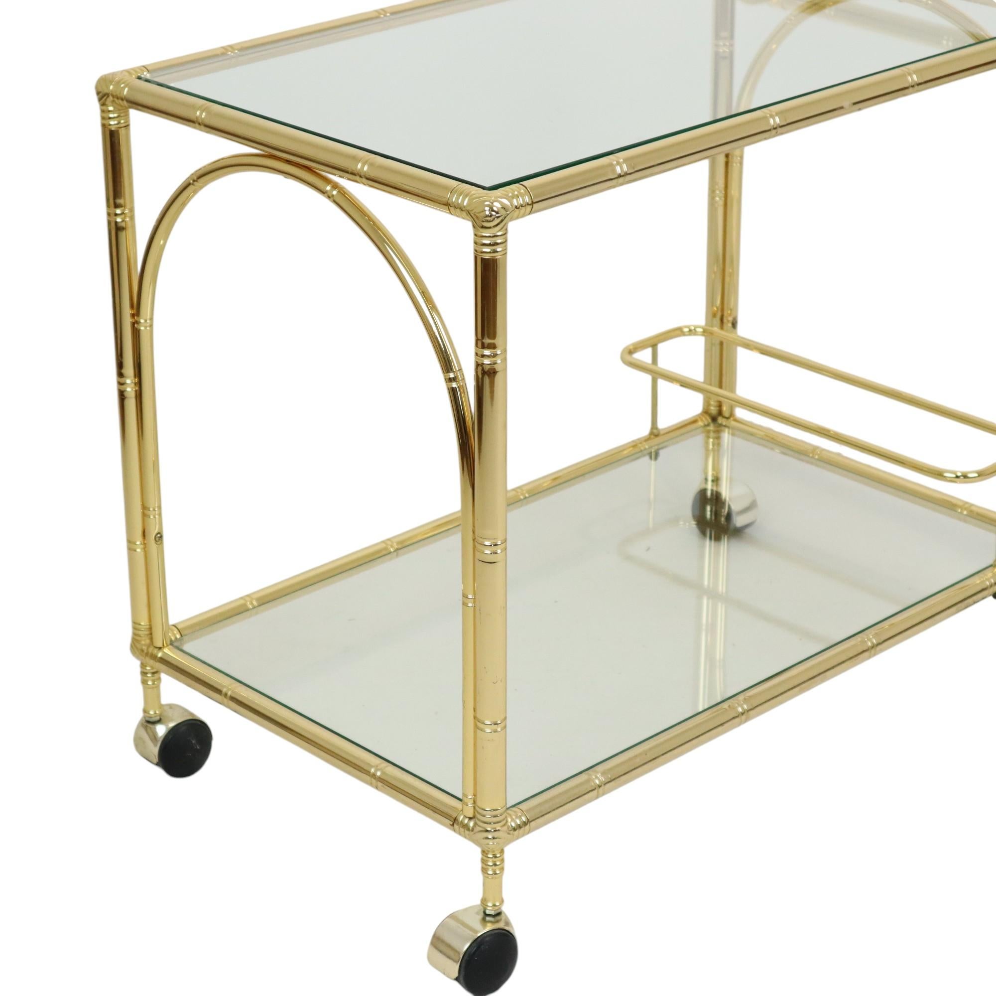 Hollywood Regency Trolley Mueble Bar Faux Bambú Orsenigo Italy Metal en venta