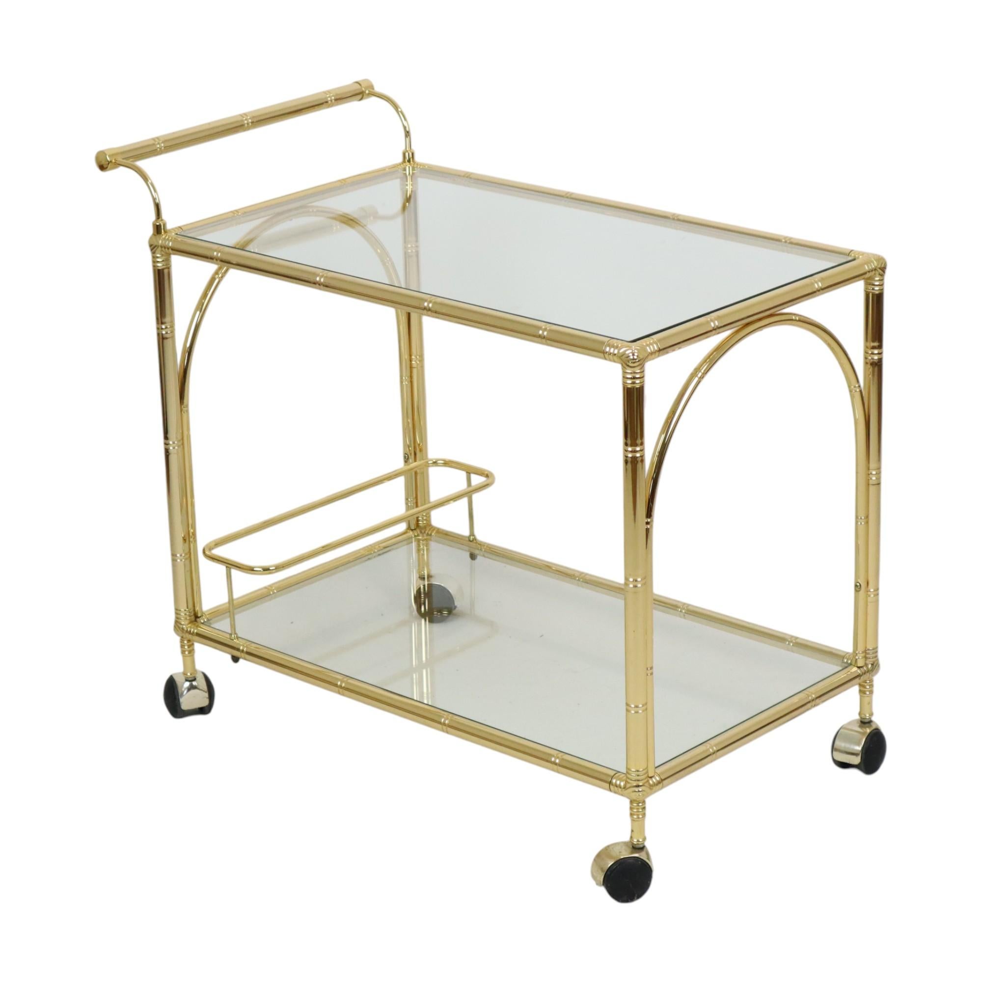 Hollywood Regency Trolley Mueble Bar Faux Bambú Orsenigo Italy en venta 2