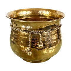 Hollywood Regency Trompe L'Oeil Brass Planter with Faux Ribbon