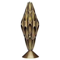 Hollywood Regency Tubular Table Sculpture Brass Accent Lamp after Mastercraft