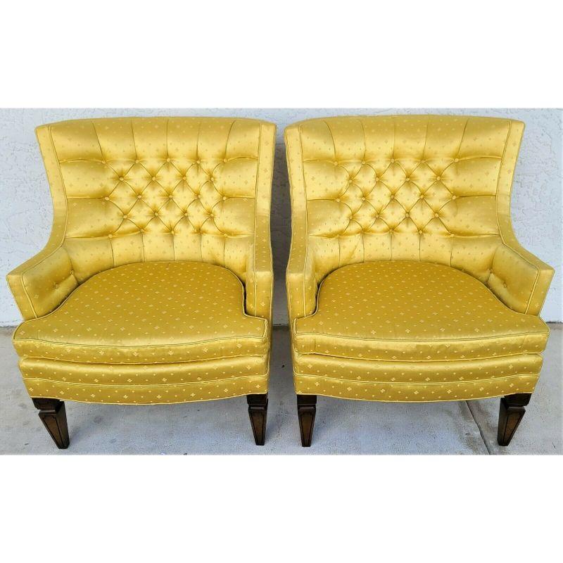 For FULL item description click on CONTINUE READING at the bottom of this page.

Offering One Of Our Recent Palm Beach Estate Fine Furniture Acquisitions Of A 
Pair of Mid Century Silver Craft Hollywood Regency Tufted Club Lounge