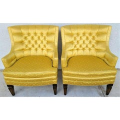Hollywood Regency Tufted Club Lounge Chairs by SILVER CRAFT - A Pair