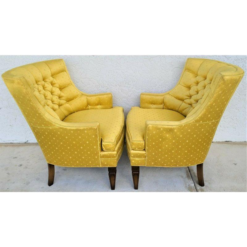Hollywood Regency Tufted Club Lounge Chairs by SILVER CRAFT - A Pair In Good Condition For Sale In Lake Worth, FL