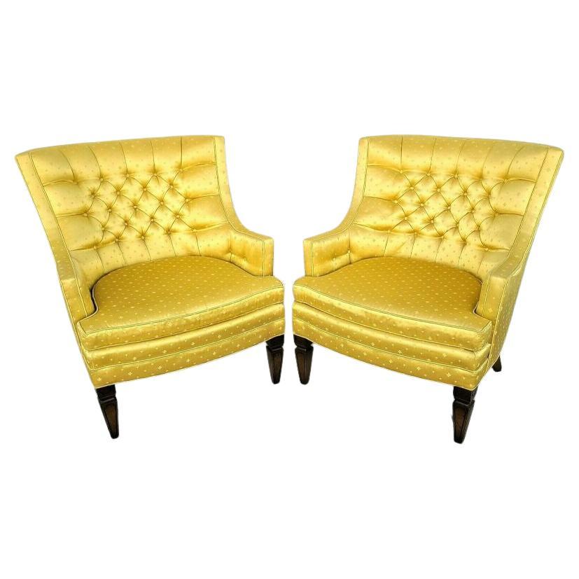 Hollywood Regency Tufted Club Lounge Chairs by SILVER CRAFT - A Pair