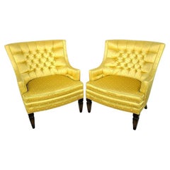 Hollywood Regency Tufted Club Lounge Chairs by SILVER CRAFT - A Pair