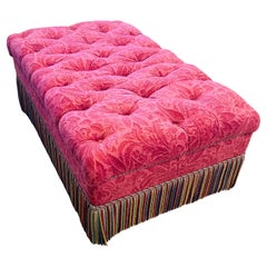 Used Hollywood Regency Tufted Pink Banquette with Fringes