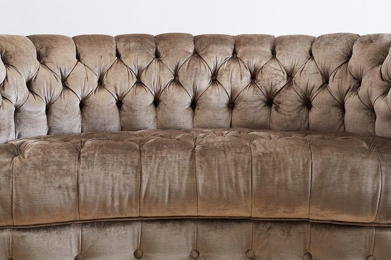 Hollywood Regency Tufted Velvet Kidney Shaped Settee at 1stDibs