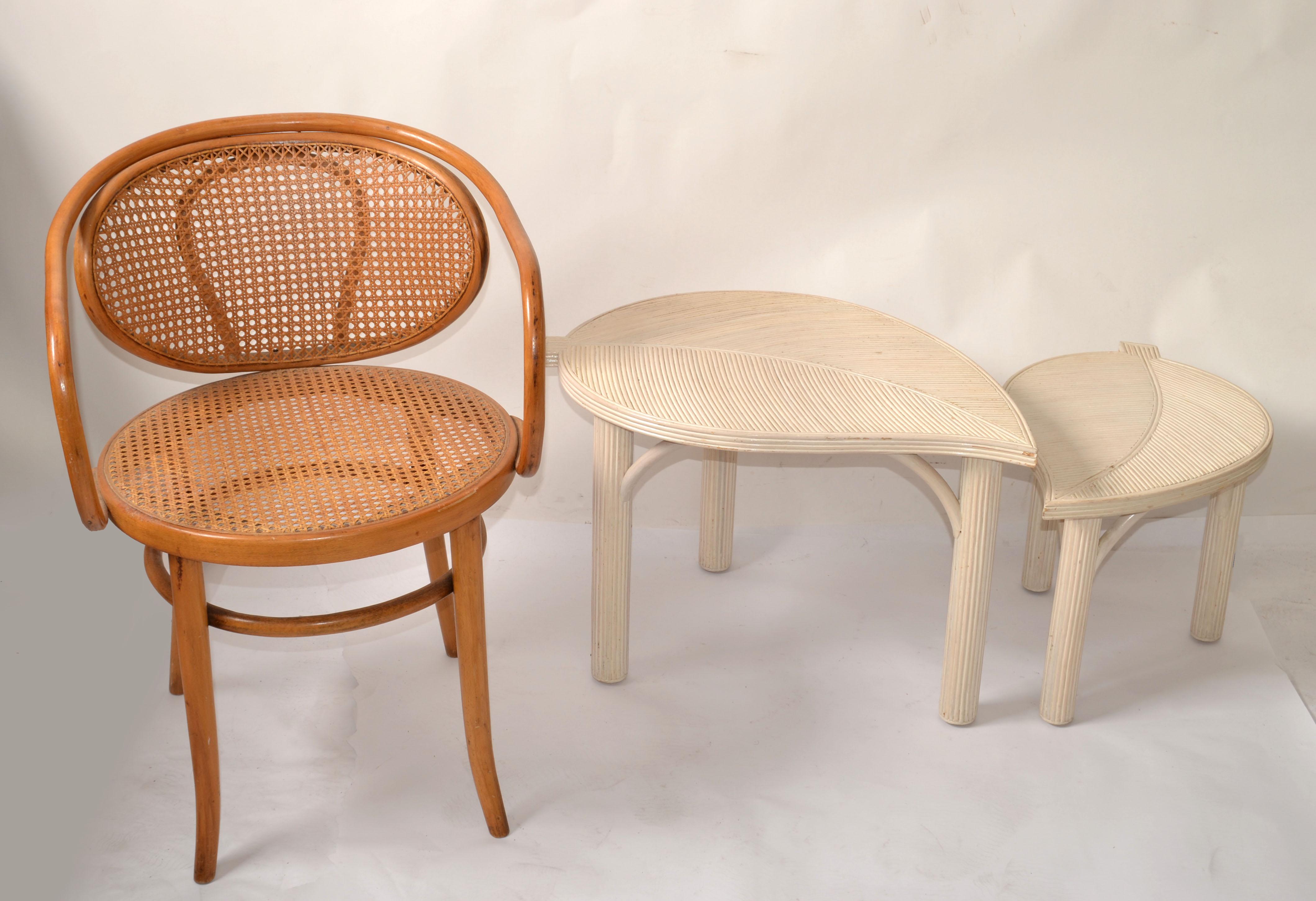 Deux tables d'appoint décoratives en forme de feuilles de bambou et de roseau crayon Hollywood Regency en vente 2