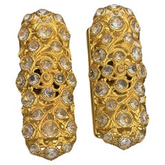 Hollywood Regency Two-Light Pair Peris Andreu Gold Toned Crystal Sconces, Spain