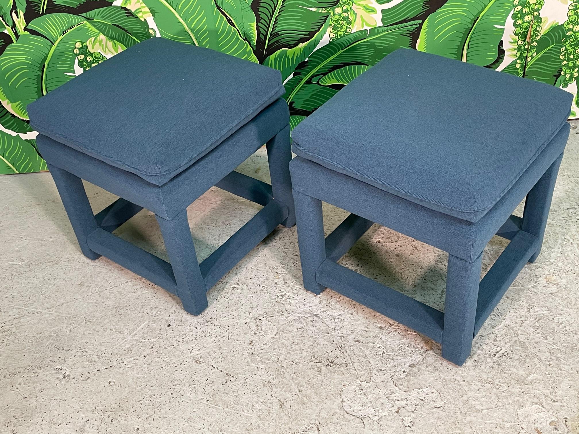 Hollywood Regency Upholstered Footstools, a Pair In Good Condition In Jacksonville, FL