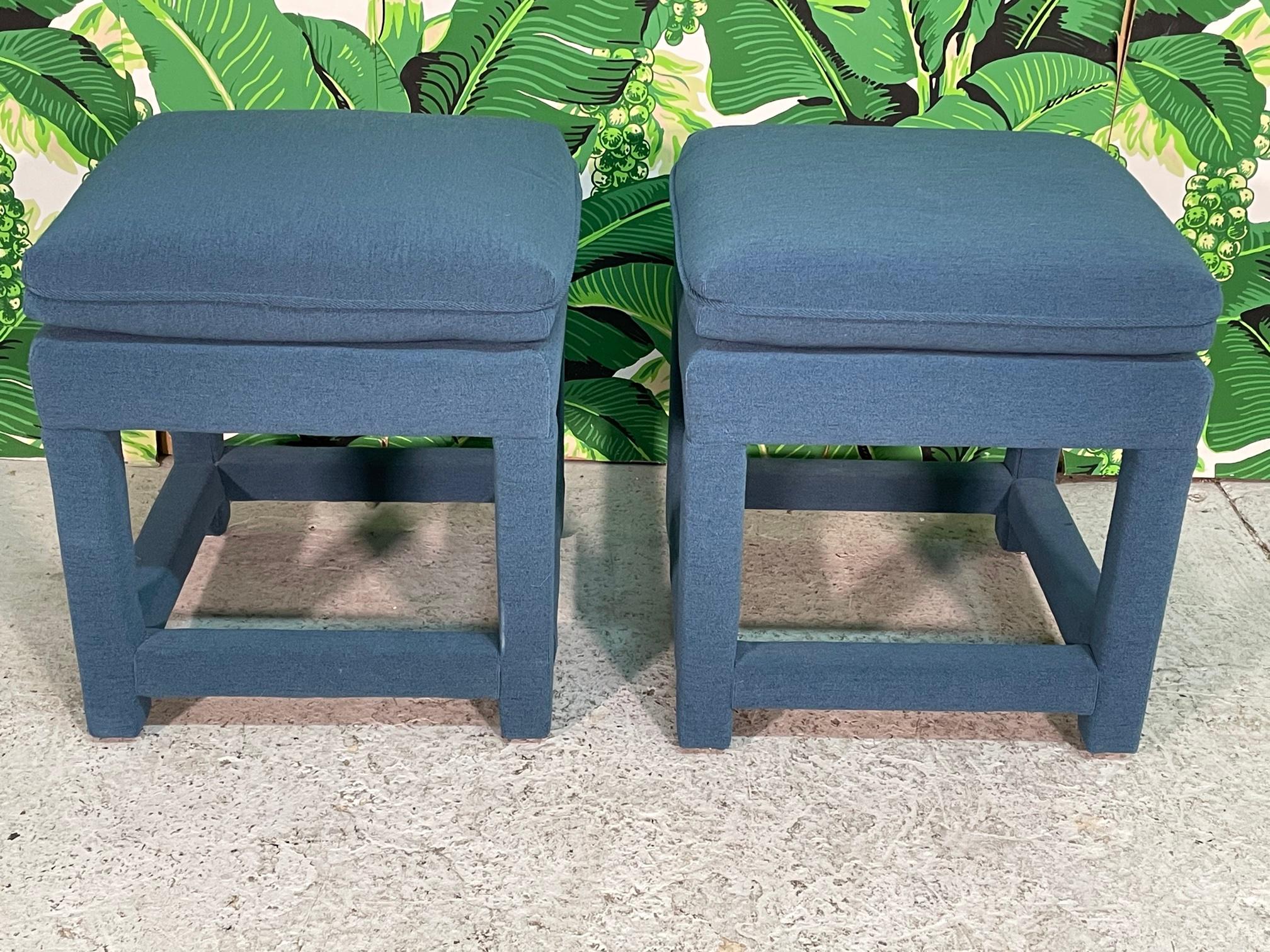 Late 20th Century Hollywood Regency Upholstered Footstools, a Pair