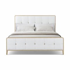 Hollywood Regency Upholstered King Bed - Light Finish