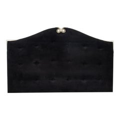 Hollywood Regency Upholstered Silvered Headboard