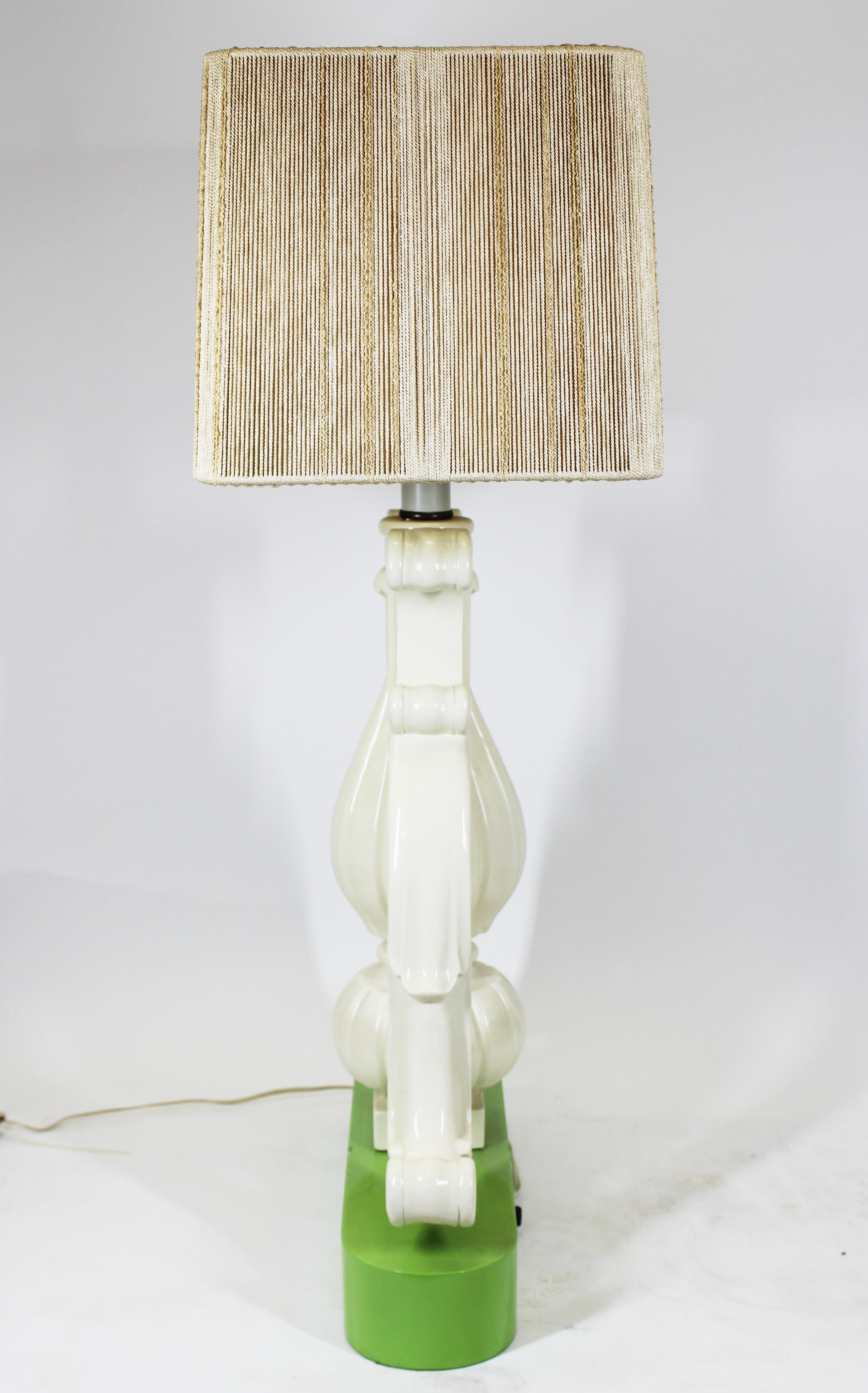 Fabric Hollywood Regency Vase Shaped Table Lamp in Lacquered Wood