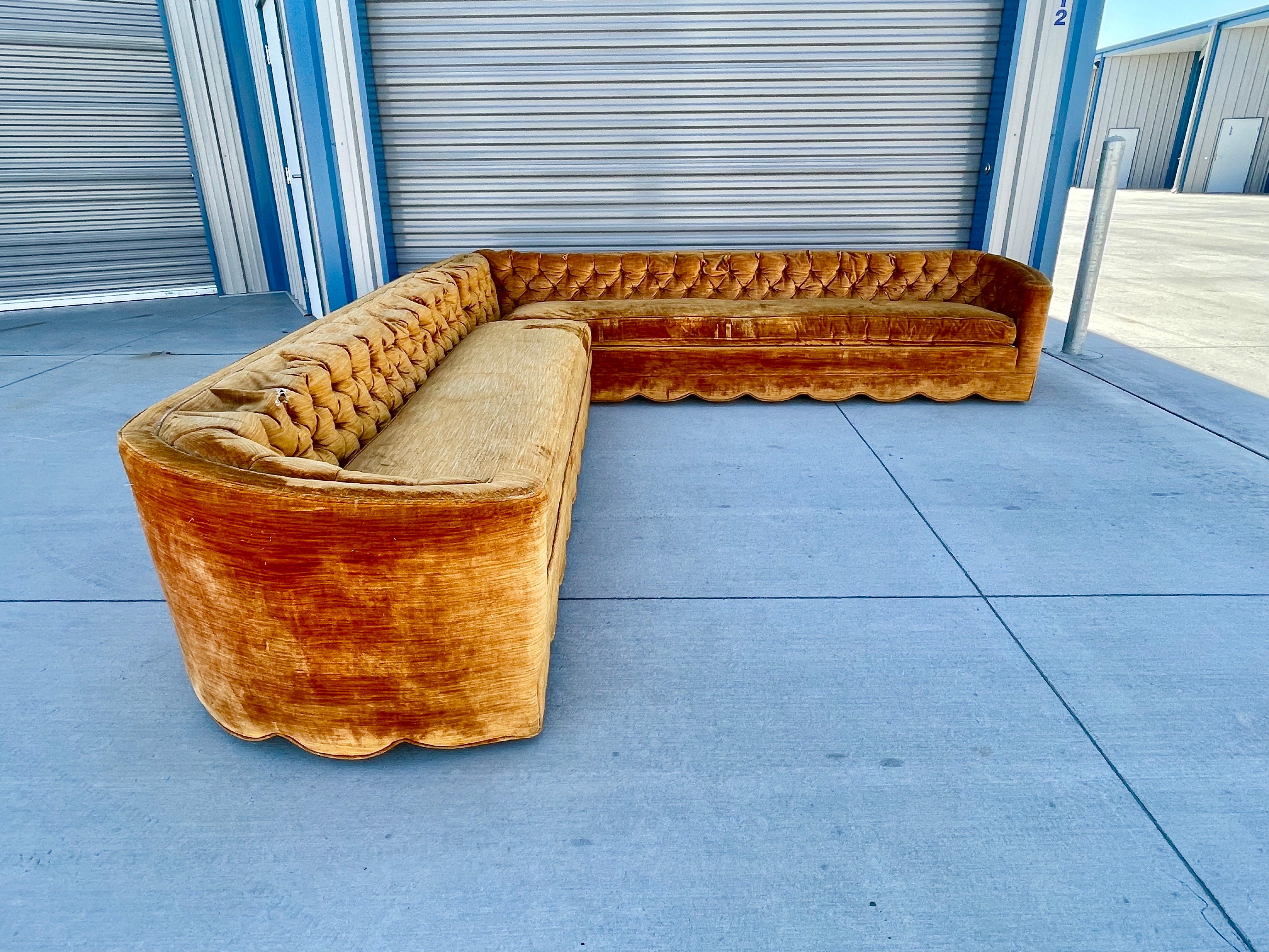 Hollywood Regency Velvet LShape Sectional at 1stDibs regency