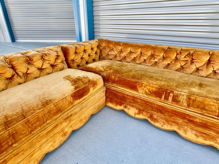 Hollywood Regency Velvet LShape Sectional For Sale at 1stDibs