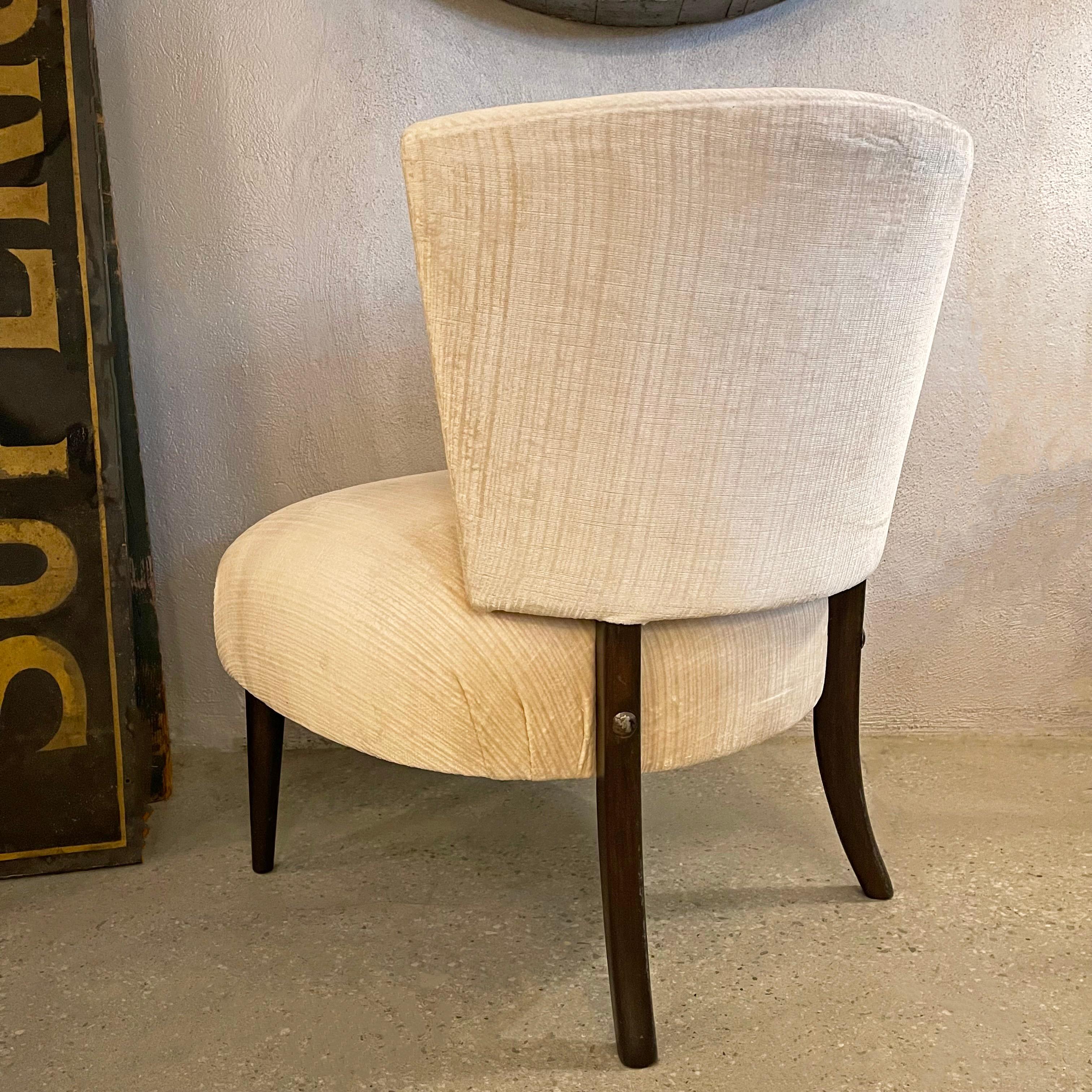 Lacquered Hollywood Regency Velvet Slipper Chair by Kroehler For Sale