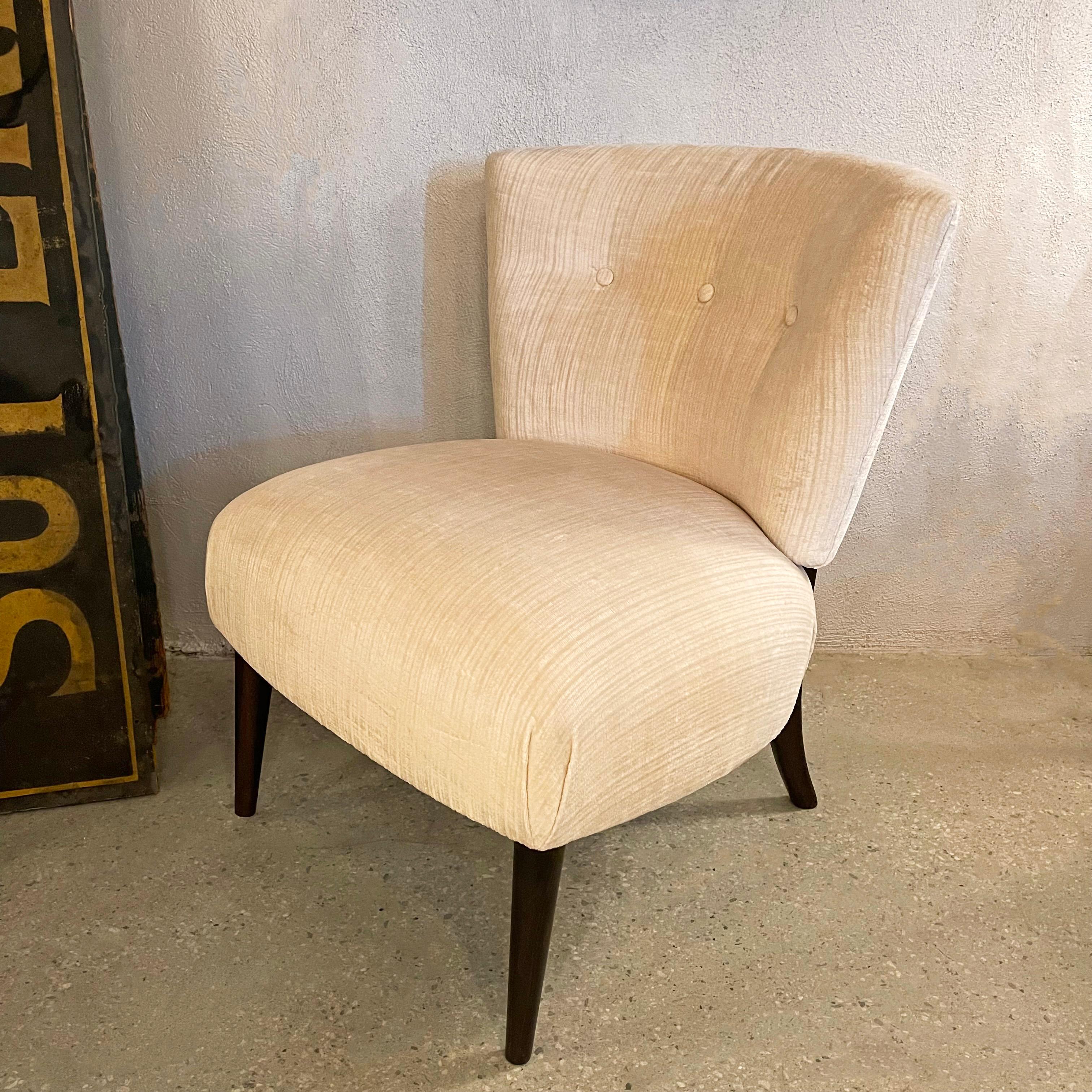 Lacquered Hollywood Regency Velvet Slipper Chair by Kroehler For Sale