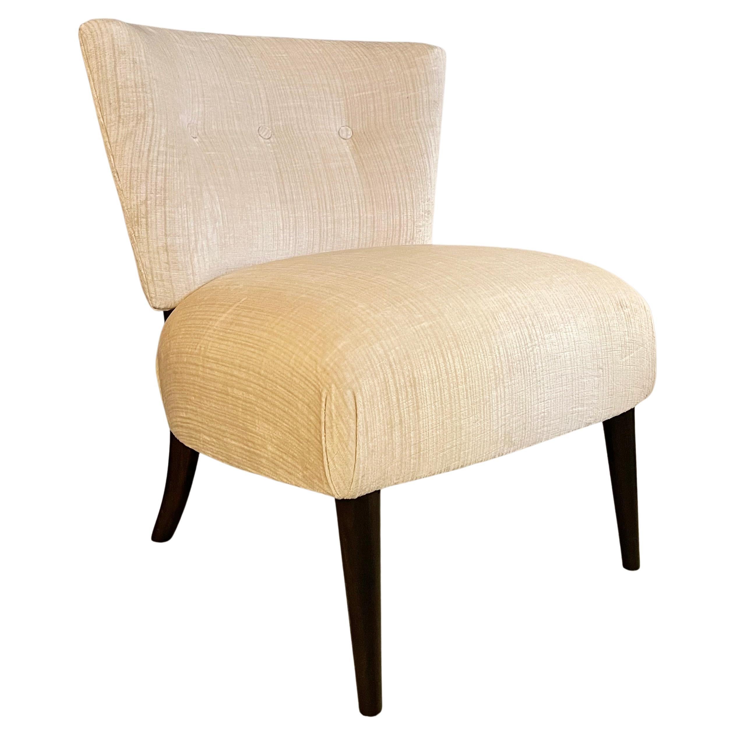 Hollywood Regency Velvet Slipper Chair by Kroehler For Sale