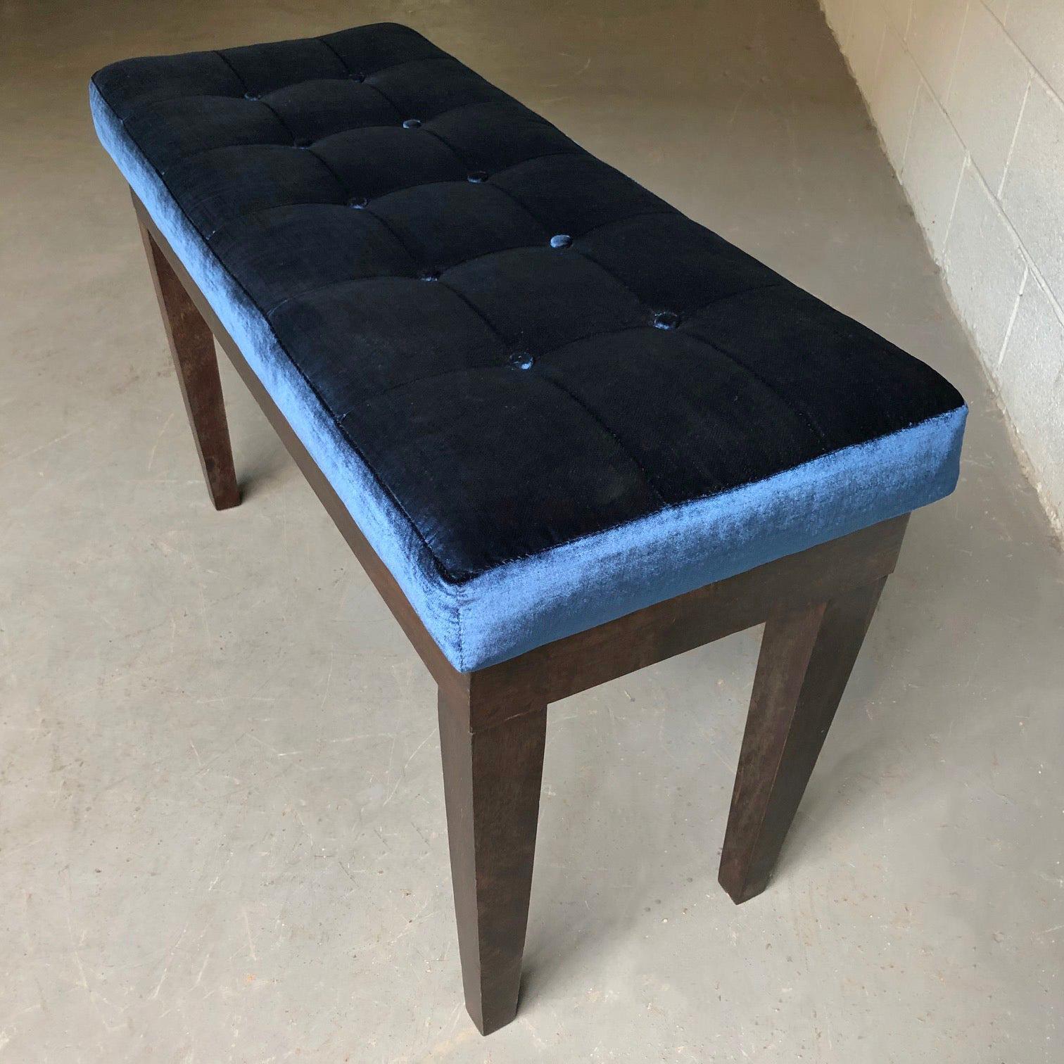 American Hollywood Regency Velvet Tufted Piano Storage Bench