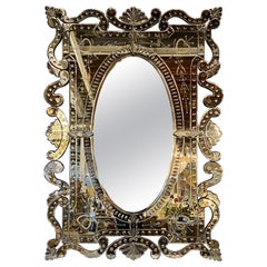 Hollywood Regency Venetian Mirror, Monumental Etched Glass