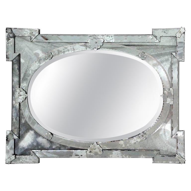 Hollywood Regency Venetian Mirror with Elegant Shield Design, 1940s