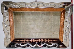 Hollywood Regency Venetian Mirror with Peach Colored Interior Edge, circa 1940