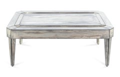 Hollywood Regency Venezianischer Stil Antiquierter Spiegel und gerippter Spiegel Niedriger Tisch