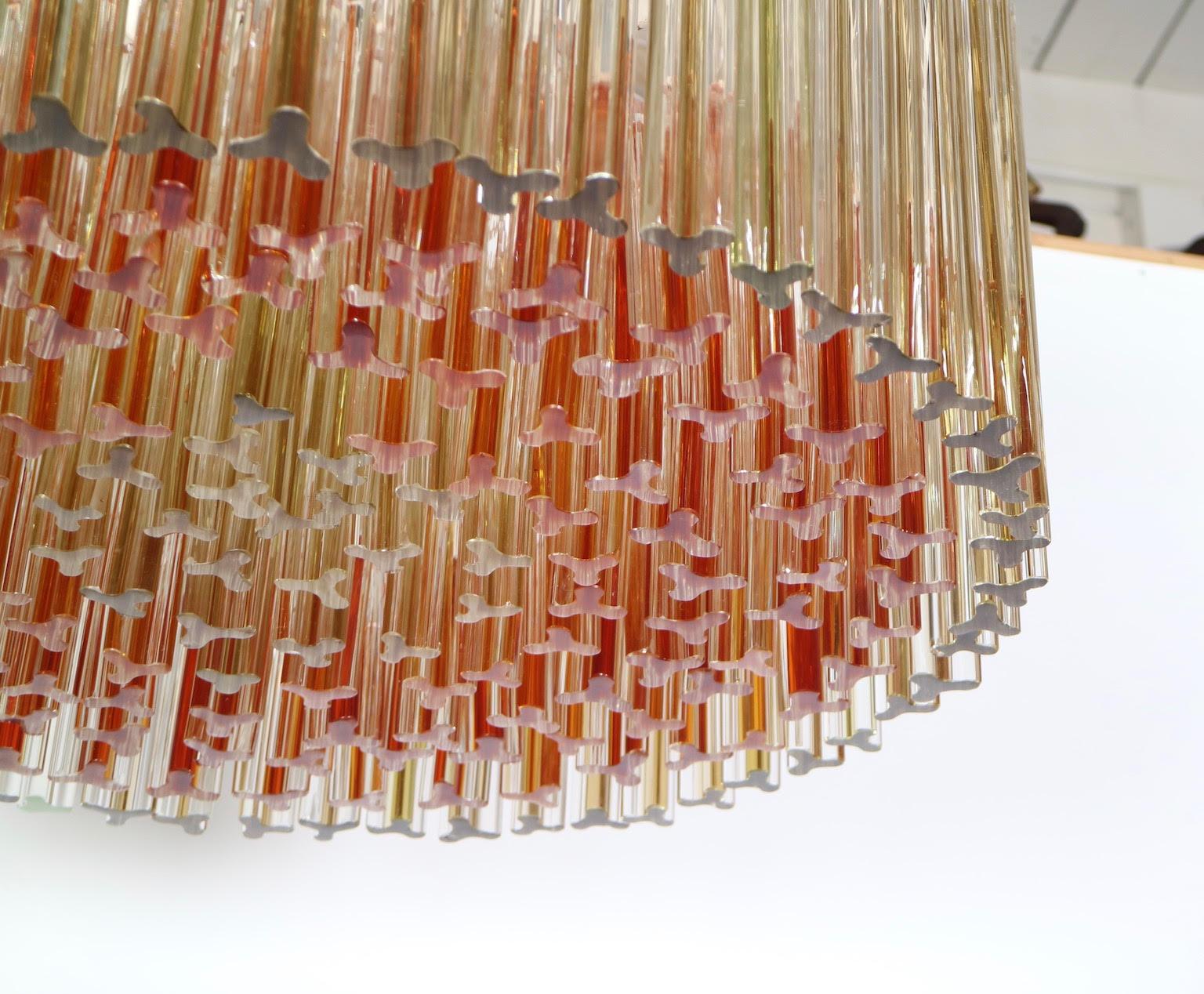 Mid-20th Century Hollywood Regency Venini Chandelier with Sommerso Trilobo Glass Rods