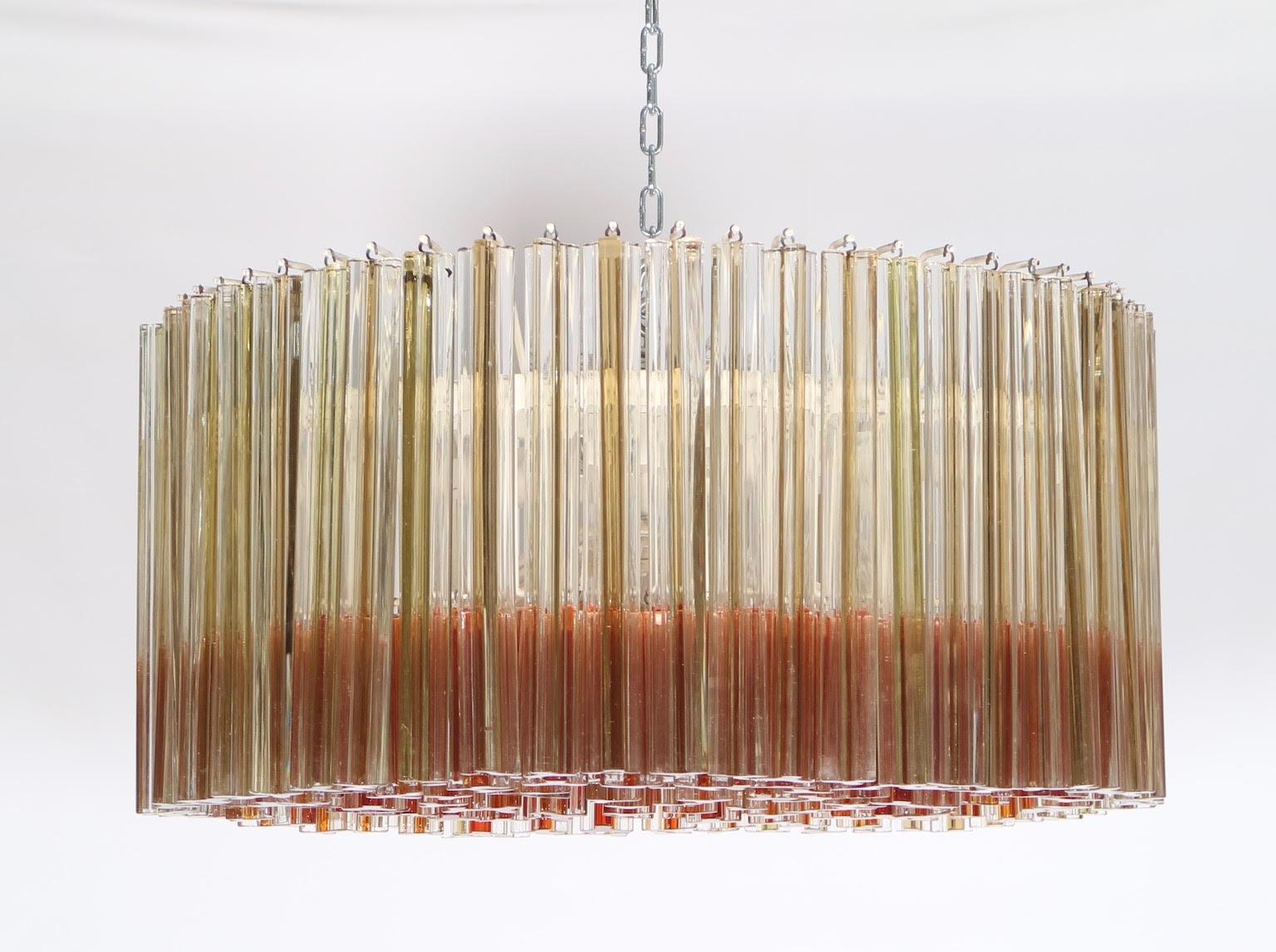 Hollywood Regency Venini Chandelier with Sommerso Trilobo Glass Rods 1