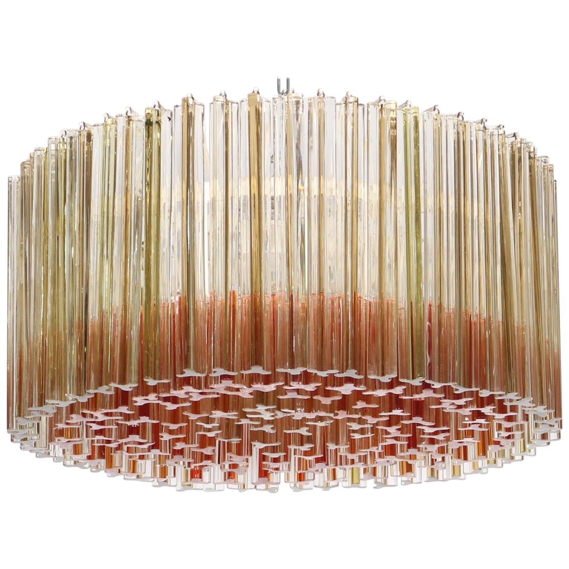 Hollywood Regency Venini Chandelier with Sommerso Trilobo Glass Rods