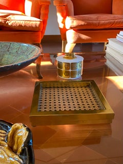 Hollywood regency vide poche, brass and Vienna straw, Italy 1970