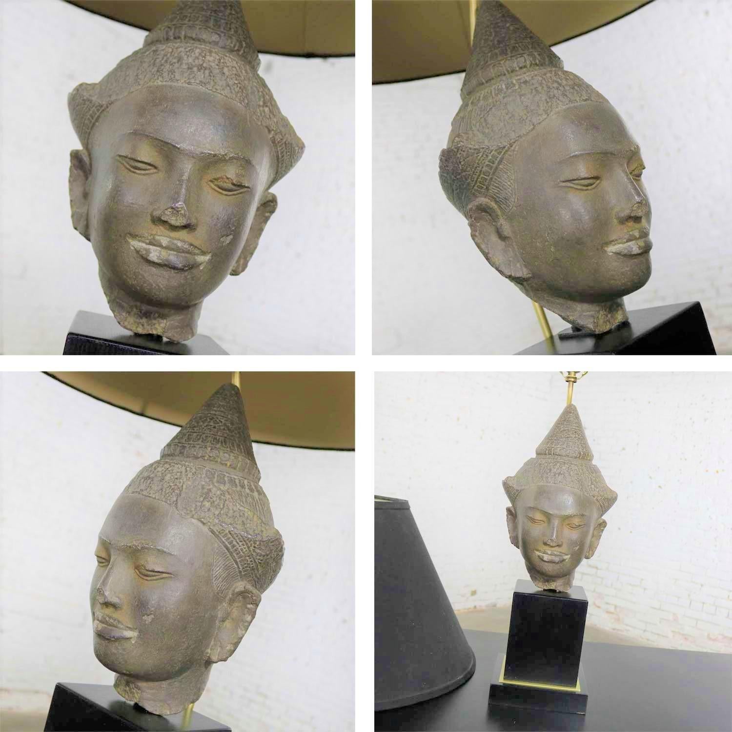 Hollywood Regency Vintage Buddha Head Table Lamp by Paul Hanson For Sale 3