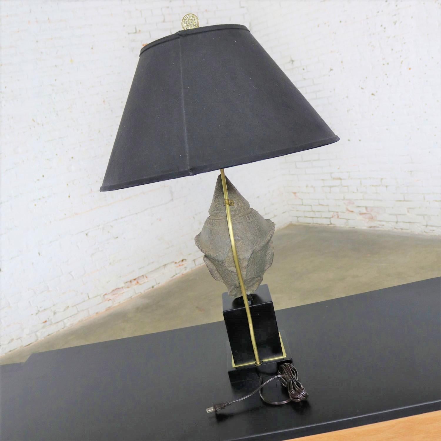 Lámpara de mesa Hollywood Regency Vintage con cabeza de Buda de Paul Hanson en Bueno estado para la venta en Topeka, KS