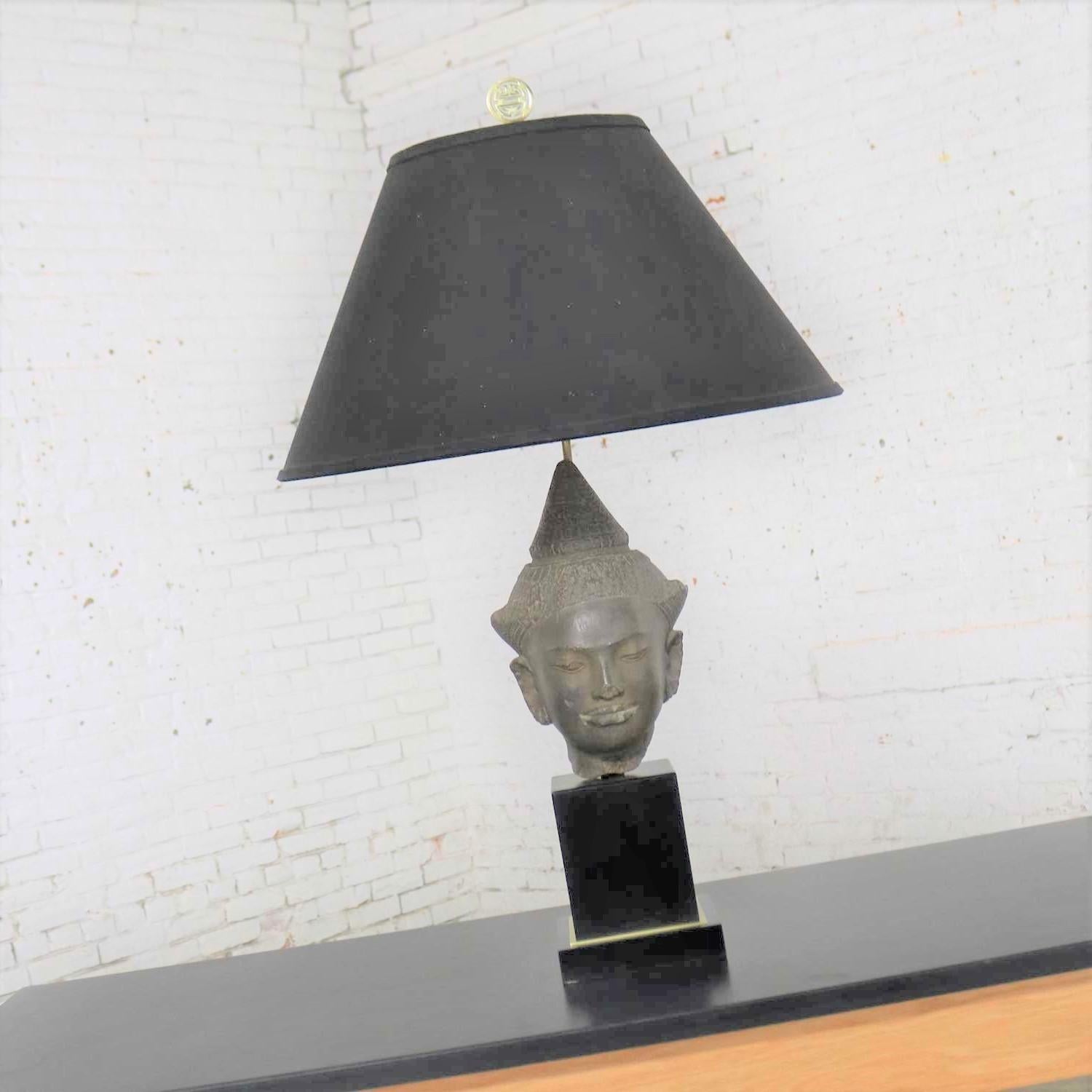 20th Century Hollywood Regency Vintage Buddha Head Table Lamp by Paul Hanson For Sale