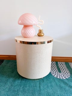 Hollywood Regency Vintage cream grasscloth side table nightstand Circa 1980