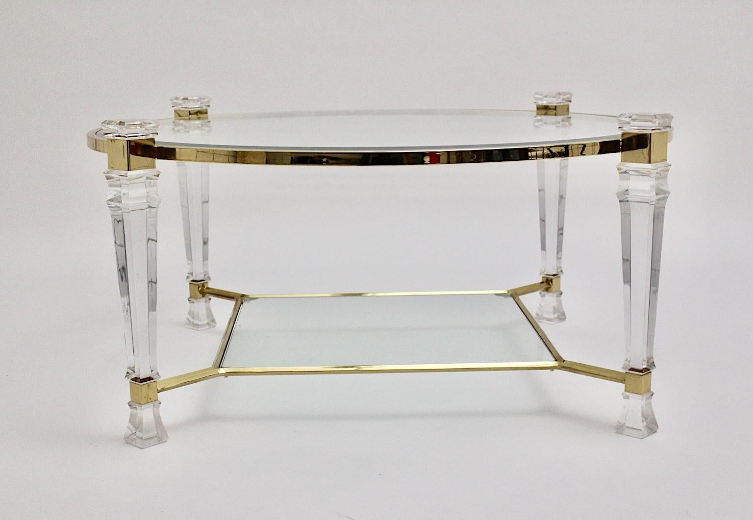 Hollywood Regency Style Lucite Glass Coffee Table circa 1970 France For Sale 2