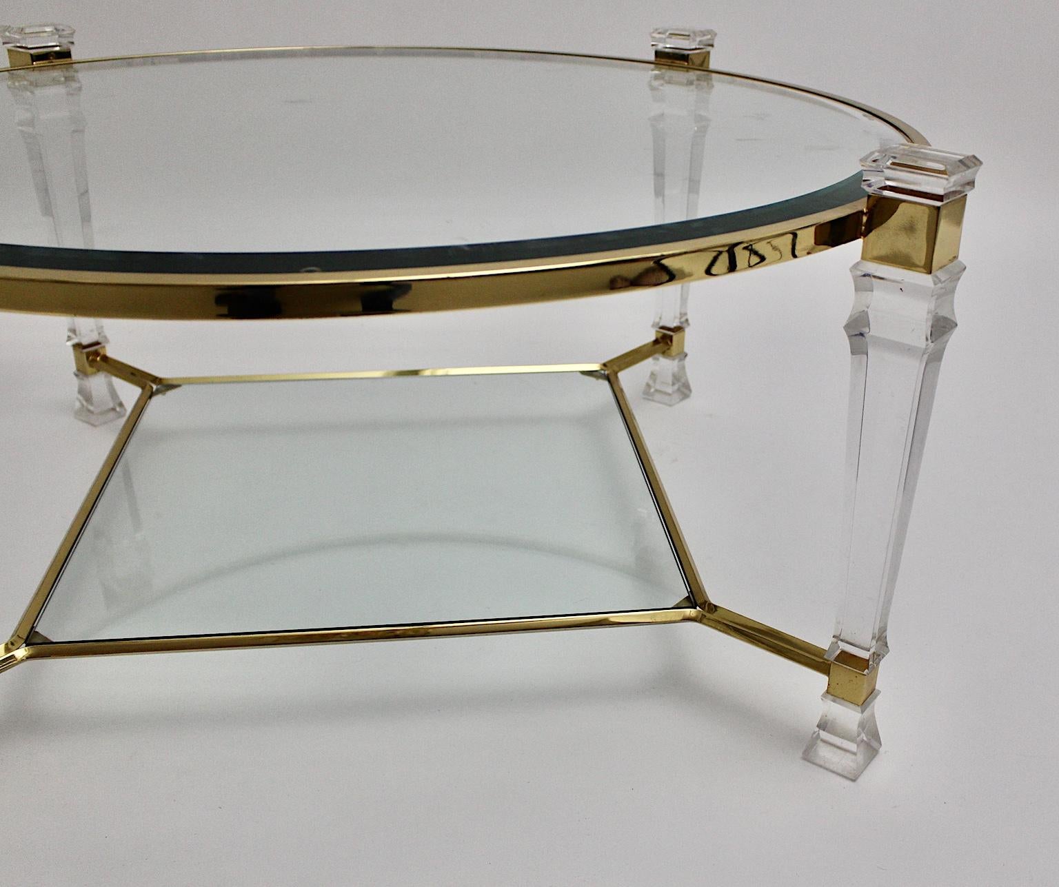 Hollywood Regency Style Lucite Glass Coffee Table circa 1970 France For Sale 5