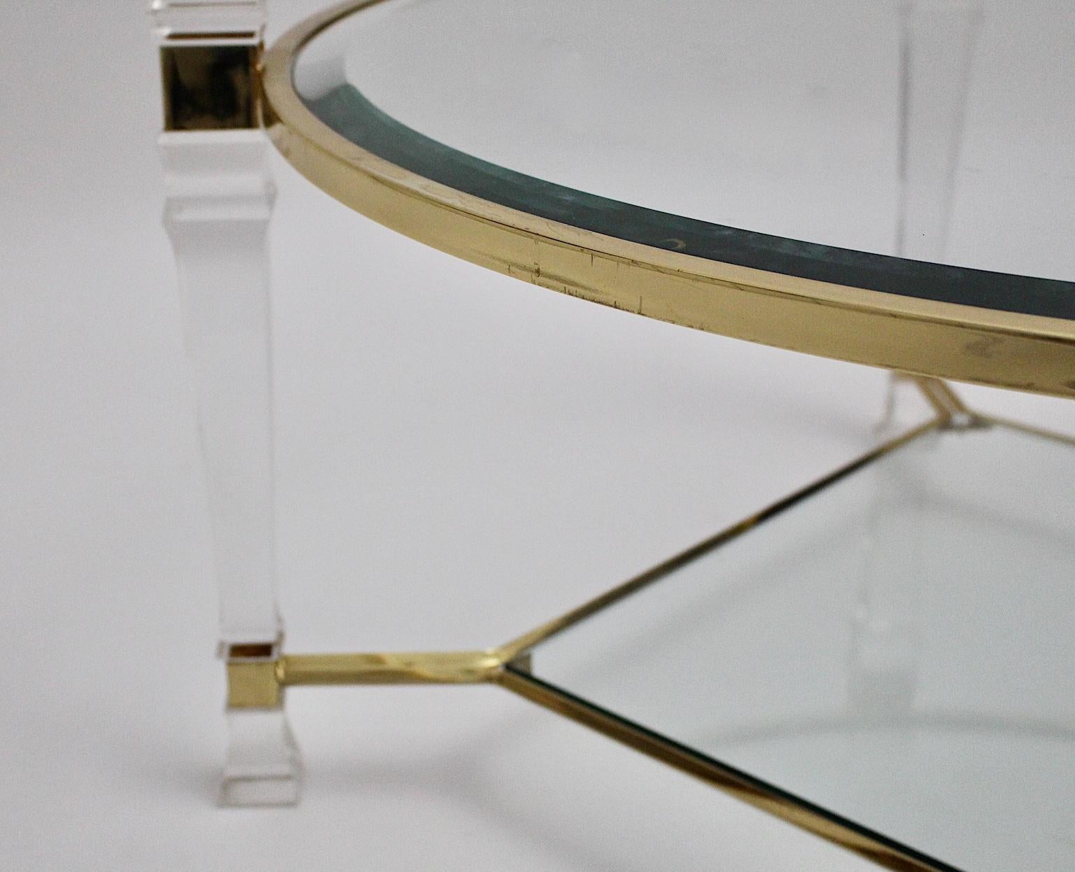 Hollywood Regency Style Lucite Glass Coffee Table circa 1970 France For Sale 7