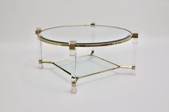 Hollywood Regency Style Lucite Glass Coffee Table circa 1970 France