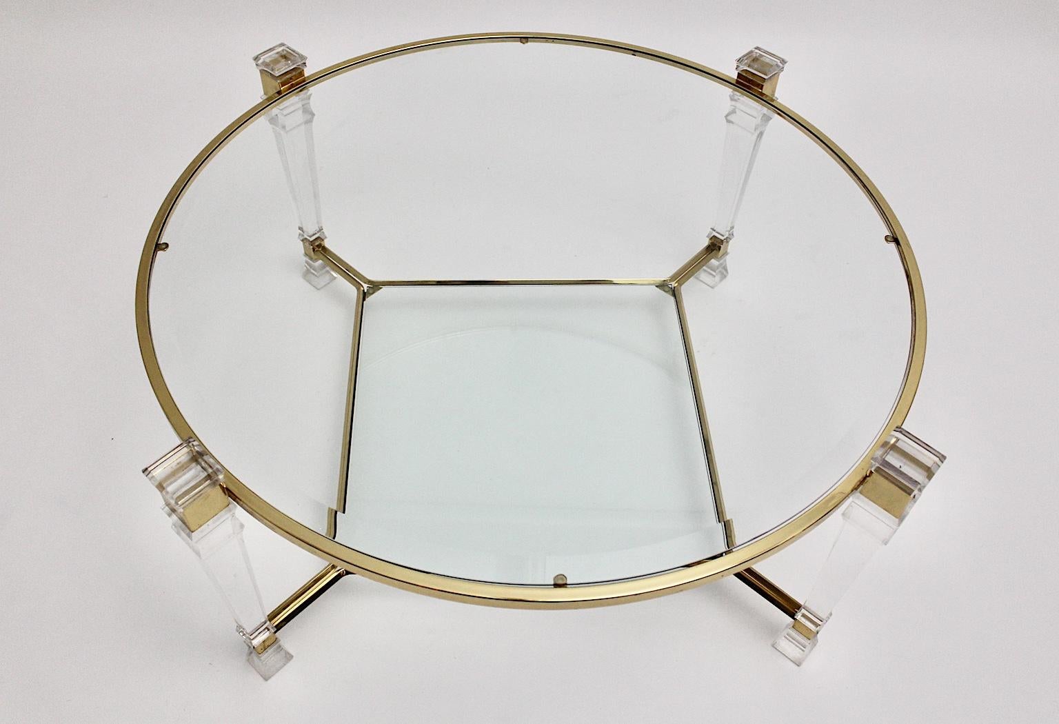 Late 20th Century Hollywood Regency Style Lucite Glass Coffee Table circa 1970 France For Sale