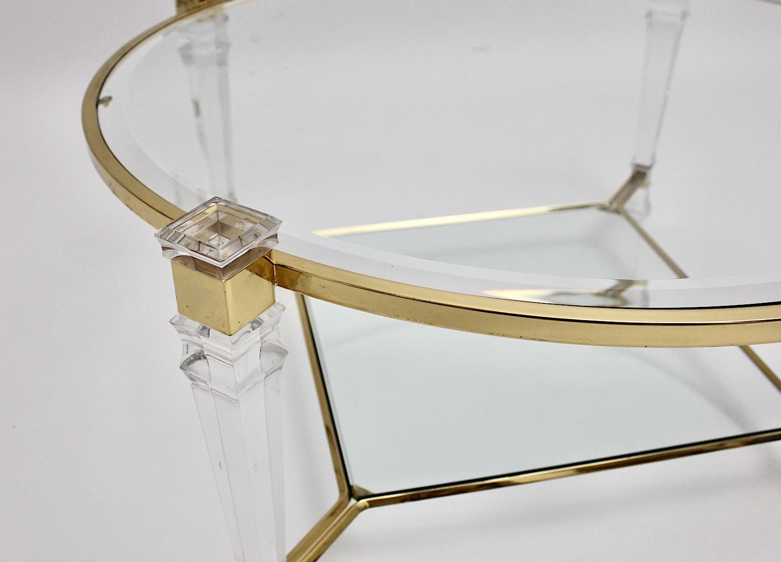 Hollywood Regency Style Lucite Glass Coffee Table circa 1970 France For Sale 1