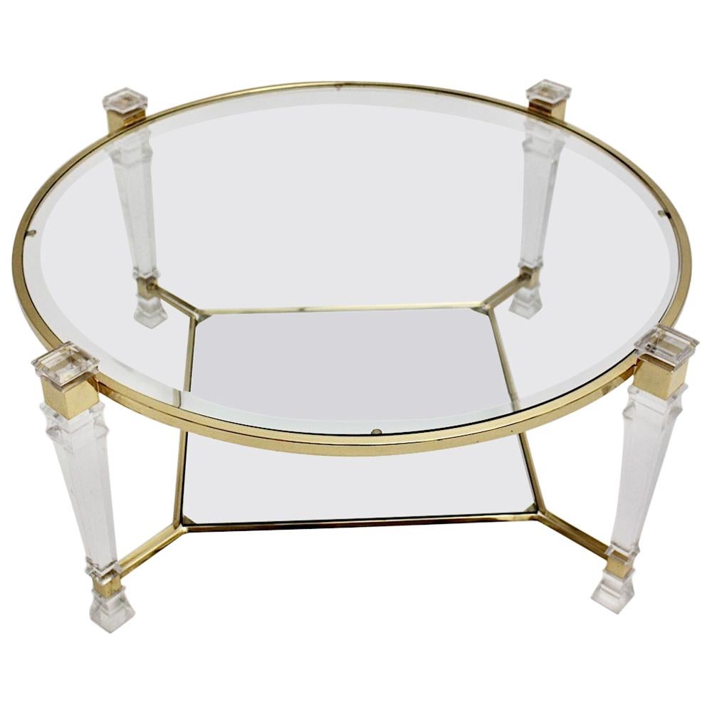 Hollywood Regency Style Lucite Glass Coffee Table circa 1970 France