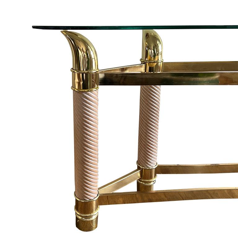 Hollywood Regency Vintage Italian Brass and Glass Konsolentisch mit Faux Tusks im Angebot 5