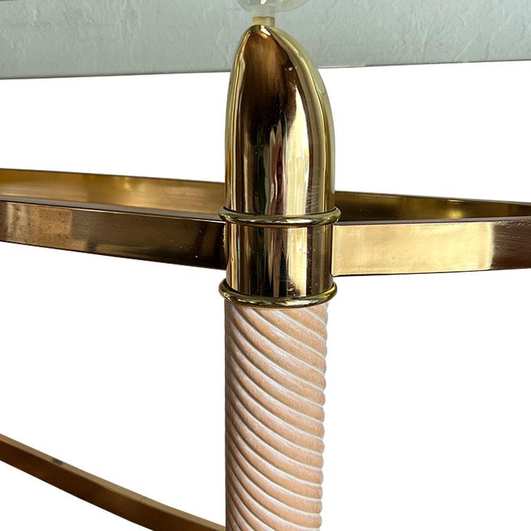 Hollywood Regency Vintage Italian Brass and Glass Konsolentisch mit Faux Tusks (Ende des 20. Jahrhunderts) im Angebot