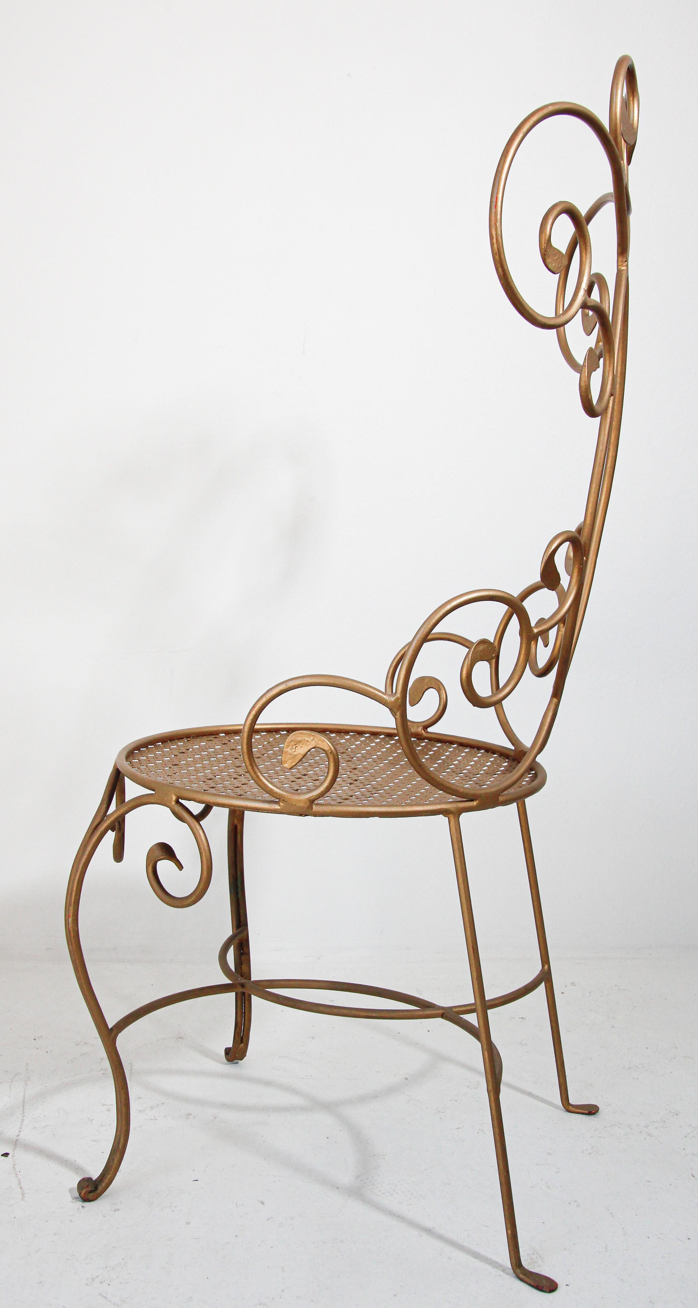 Hollywood Regency Vintage Italian Gilt Iron Sculptural Chair For Sale 11