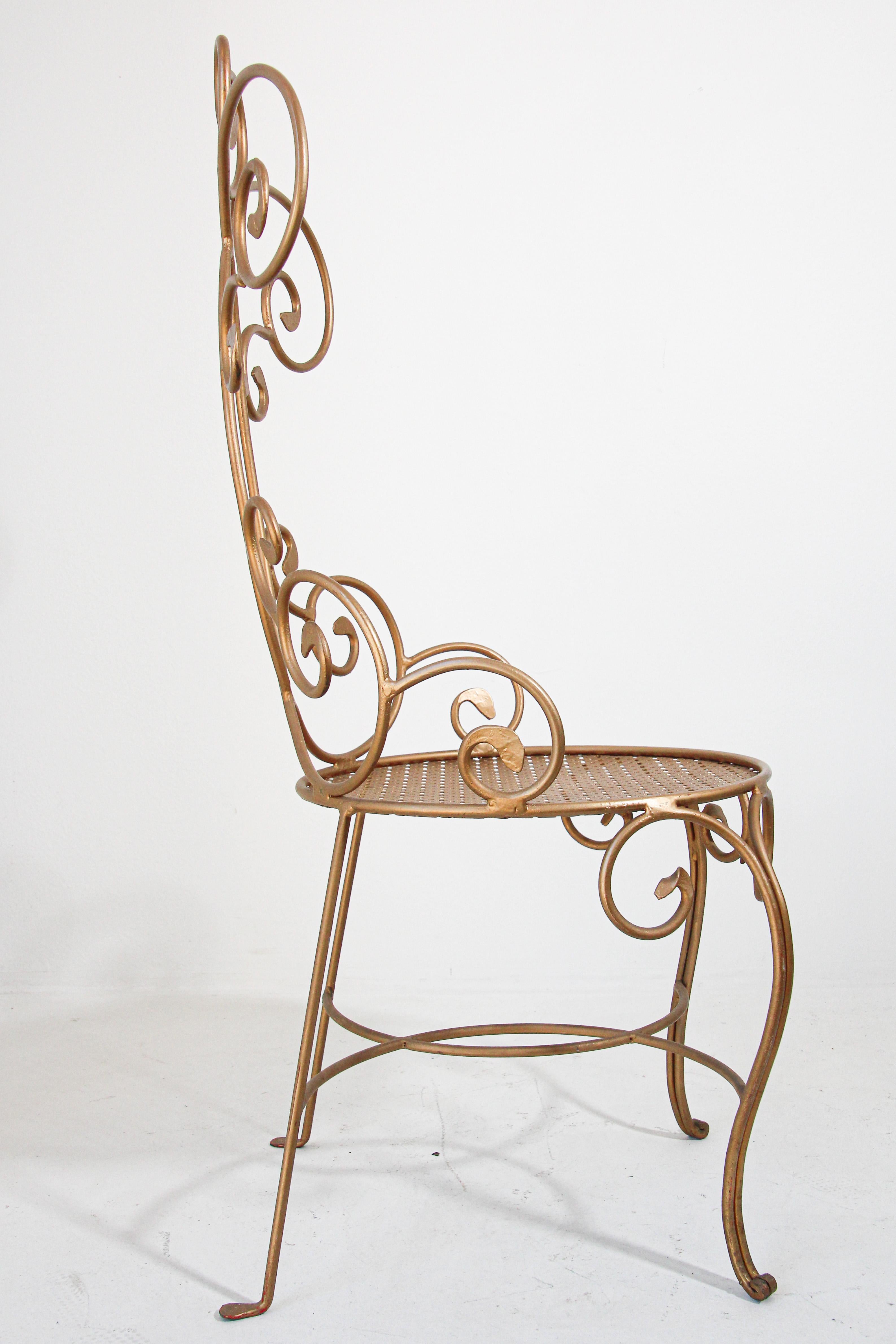 Hollywood Regency Vintage Italian Gilt Iron Sculptural Chair For Sale 12