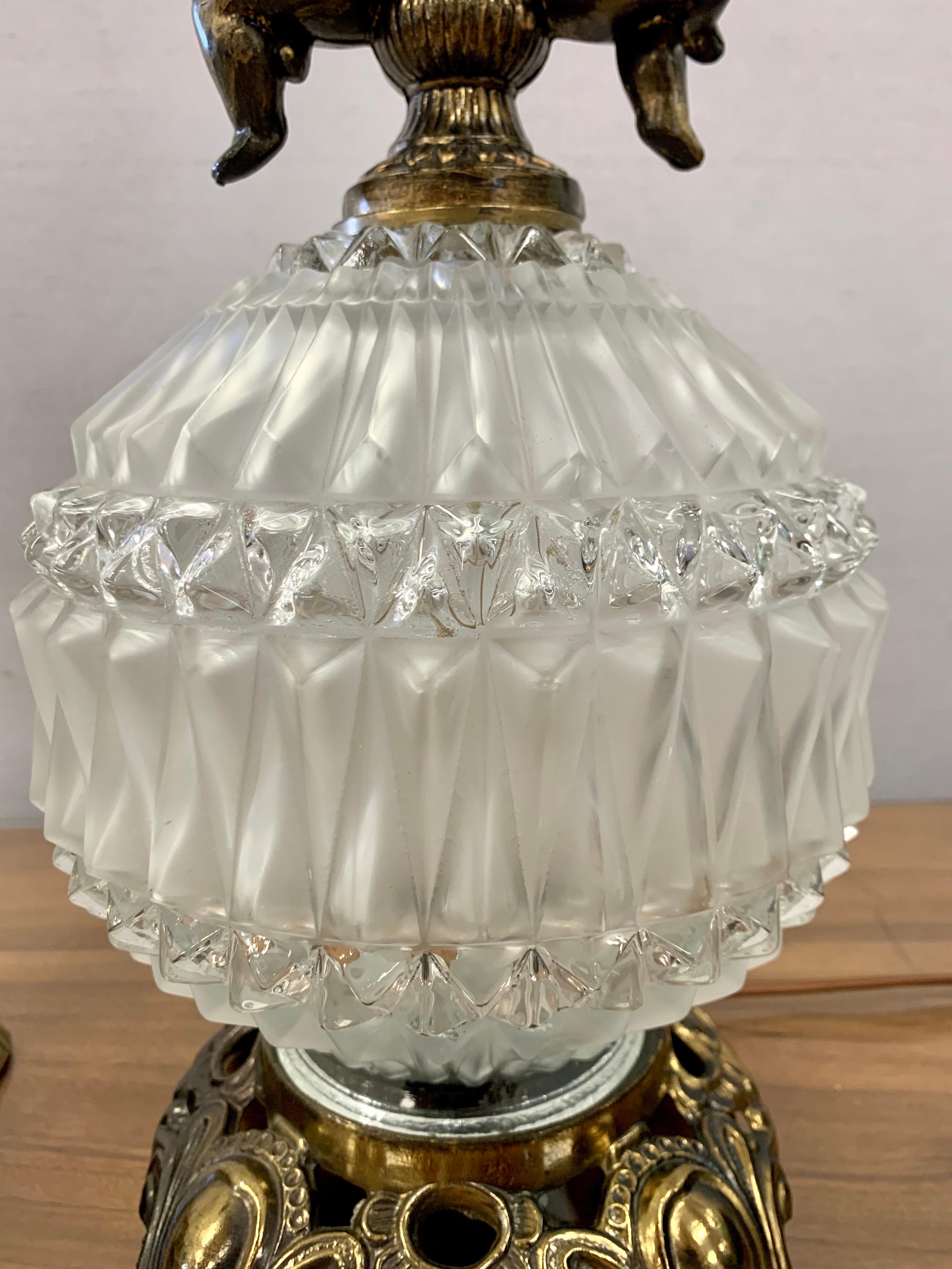 hollywood regency crystal lamps